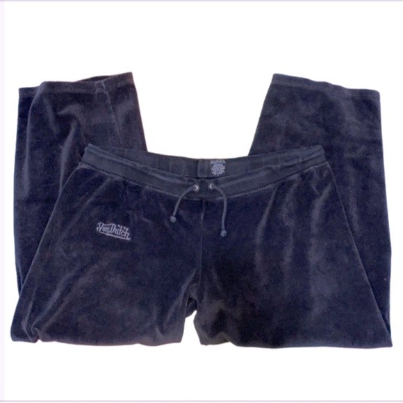 Von Dutch Logo Ankle Cropped Sweat Pants Loose Fit Baggy Low Rise Hip Hugger Lrg - Picture 1 of 11